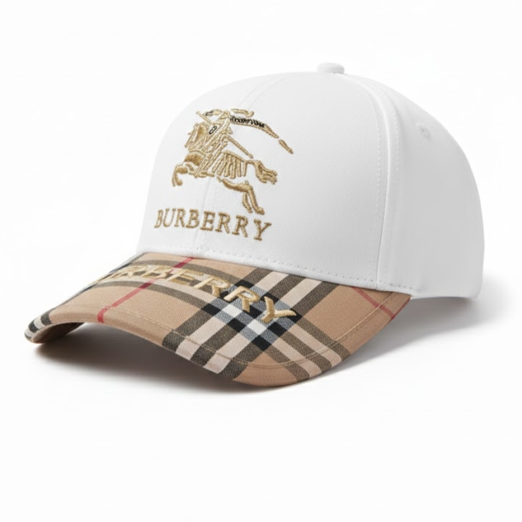 Burberry Signature Check Baseball Cap – White Heritage Edition
